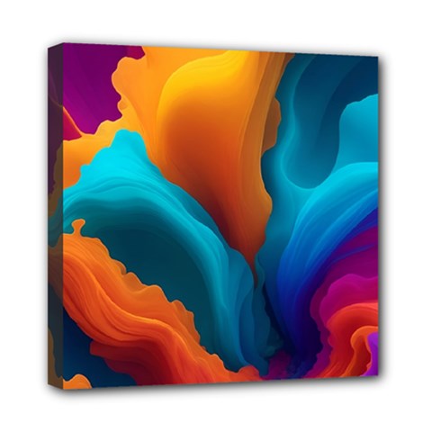 Colorful Fluid Art Abstract Modern Mini Canvas 8  X 8  (stretched)