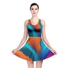 Colorful Fluid Art Abstract Modern Reversible Skater Dress