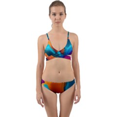 Colorful Fluid Art Abstract Modern Wrap Around Bikini Set