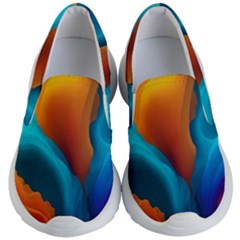 Colorful Fluid Art Abstract Modern Kids Lightweight Slip Ons