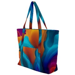 Colorful Fluid Art Abstract Modern Zip Up Canvas Bag