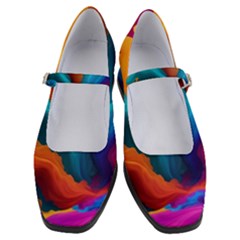 Colorful Fluid Art Abstract Modern Women s Mary Jane Shoes