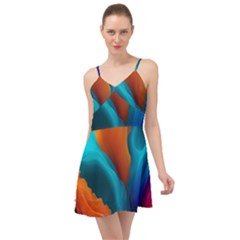 Colorful Fluid Art Abstract Modern Summer Time Chiffon Dress