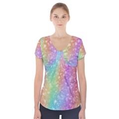 Rainbow Colors Spectrum Background Short Sleeve Front Detail Top by Ravend