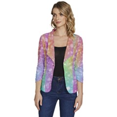 Rainbow Colors Spectrum Background Women s One-button 3/4 Sleeve Short Jacket by Ravend