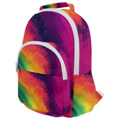 Rainbow Colorful Abstract Galaxy Rounded Multi Pocket Backpack