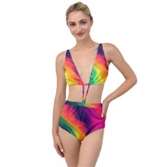 Rainbow Colorful Abstract Galaxy Tied Up Two Piece Swimsuit by Ravend