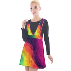 Rainbow Colorful Abstract Galaxy Plunge Pinafore Velour Dress