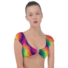 Rainbow Colorful Abstract Galaxy Cap Sleeve Ring Bikini Top by Ravend