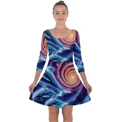 Dolphins Fantasy Quarter Sleeve Skater Dress