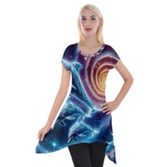 Dolphins Fantasy Short Sleeve Side Drop Tunic by Ravend