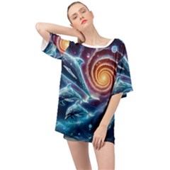 Dolphins Fantasy Oversized Chiffon Top by Ravend