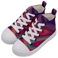 Stars Shimmering Galaxy Ocean Kids  Mid-top Canvas Sneakers by Ravend