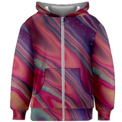 Stars Shimmering Galaxy Ocean Kids  Zipper Hoodie Without Drawstring