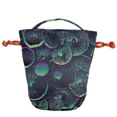 Psychedelic Mushrooms Background Drawstring Bucket Bag