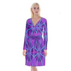 Wallpaper Tie Dye Pattern Long Sleeve Velvet Front Wrap Dress by Ravend