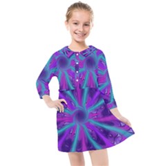 Wallpaper Tie Dye Pattern Kids  Quarter Sleeve Shirt Dress by Ravend