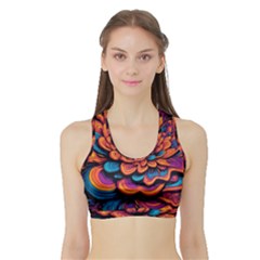 Flowers Painting Sports Bra With Border