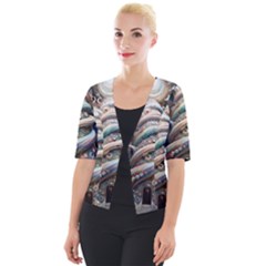 Fantasy Psychedelic Building Spiral Cropped Button Cardigan by Ravend