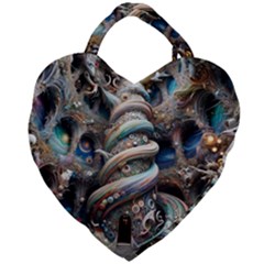 Fantasy Psychedelic Building Spiral Giant Heart Shaped Tote