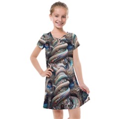 Fantasy Psychedelic Building Spiral Kids  Cross Web Dress