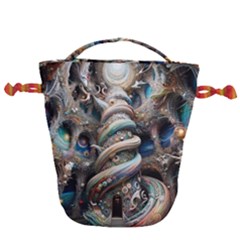 Fantasy Psychedelic Building Spiral Drawstring Bucket Bag