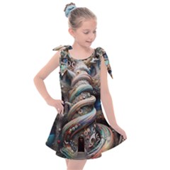 Fantasy Psychedelic Building Spiral Kids  Tie Up Tunic Dress