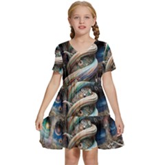 Fantasy Psychedelic Building Spiral Kids  Short Sleeve Tiered Mini Dress