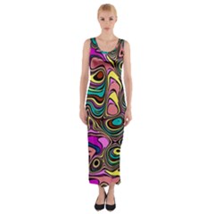 Bending Rotate Distort Waves Fitted Maxi Dress by Ravend