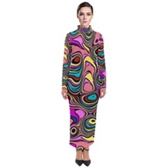 Bending Rotate Distort Waves Turtleneck Maxi Dress by Ravend