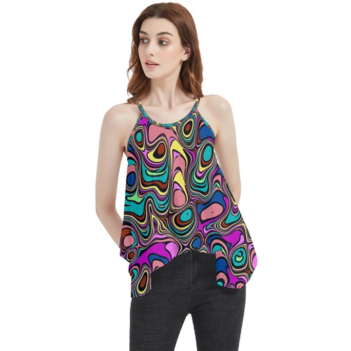 Bending Rotate Distort Waves Flowy Camisole Tank Top