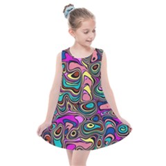 Bending Rotate Distort Waves Kids  Summer Dress