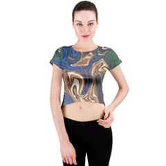 Pattern Psychedelic Hippie Abstract Crew Neck Crop Top by Ravend