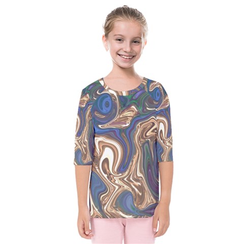 Pattern Psychedelic Hippie Abstract Kids  Quarter Sleeve Raglan T-shirt by Ravend