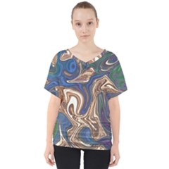 Pattern Psychedelic Hippie Abstract V-neck Dolman Drape Top