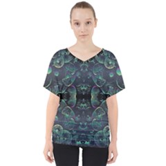 Background Pattern Mushrooms V-neck Dolman Drape Top