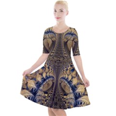 Fractal Spiral Infinite Psychedelic Quarter Sleeve A-line Dress by Ravend