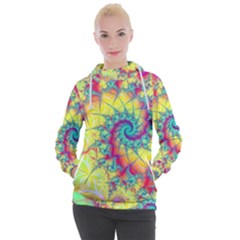 Fractal Spiral Abstract Background Women s Hooded Pullover