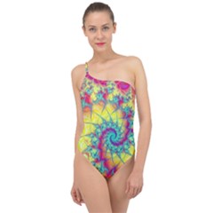 Fractal Spiral Abstract Background Classic One Shoulder Swimsuit