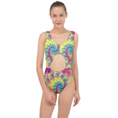 Fractal Spiral Abstract Background Center Cut Out Swimsuit