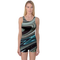 Abstract Waves Background Wallpaper One Piece Boyleg Swimsuit