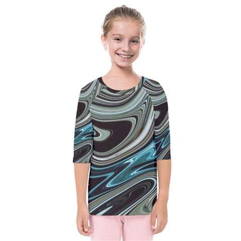 Abstract Waves Background Wallpaper Kids  Quarter Sleeve Raglan T-shirt by Ravend