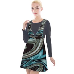 Abstract Waves Background Wallpaper Plunge Pinafore Velour Dress