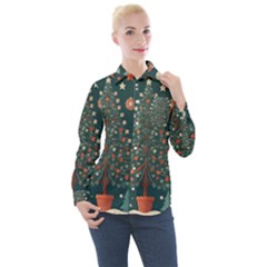 Tree Christmas Women s Long Sleeve Pocket Shirt