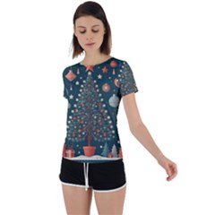 Tree Christmas Back Circle Cutout Sports T-shirt by Vaneshop