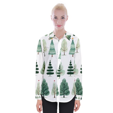 Christmas Trees Womens Long Sleeve Shirt by Vaneshop