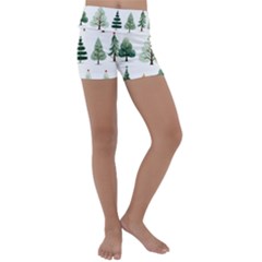 Christmas Trees Kids  Lightweight Velour Yoga Shorts by Vaneshop