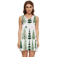 Christmas Trees Tiered Sleeveless Mini Dress