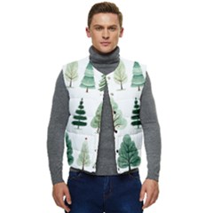 Christmas Trees Men s Button Up Puffer Vest	