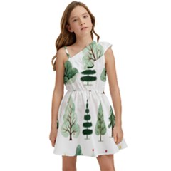 Christmas Trees Kids  One Shoulder Party Dress